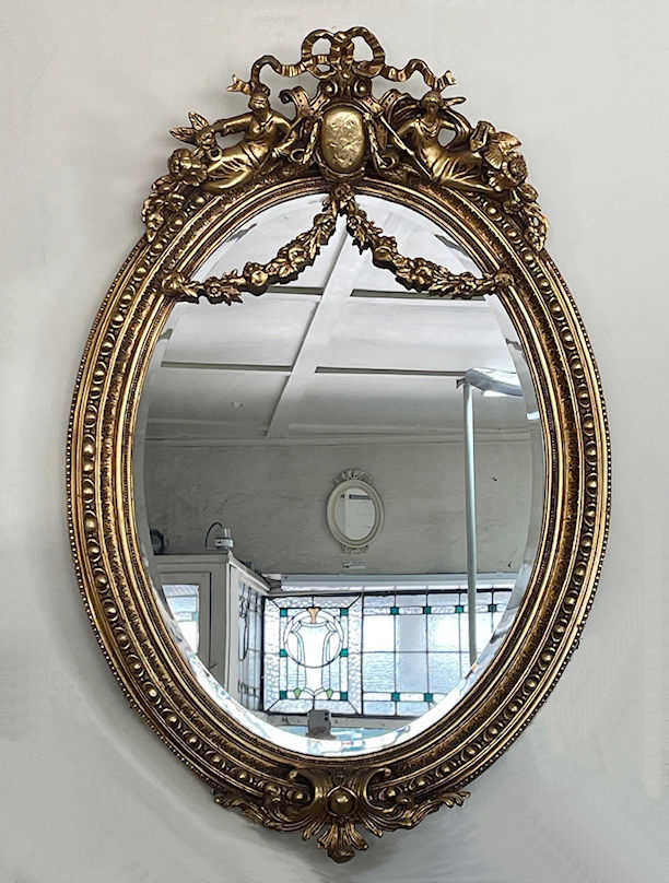 Kosnar Gilded framed Oval Mirror - ItemCode FD1001-oval-BC-shield-P24 Kosnar Gilded framed Oval Mirror