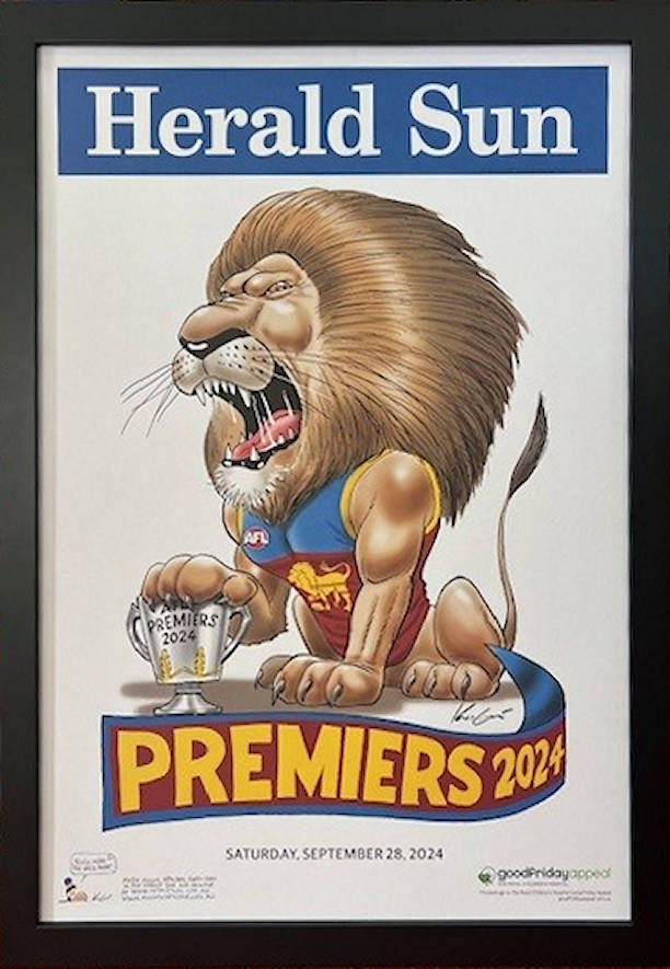 Brisbane Lions 2024 Premiership H-SUN Poster no Mat Border